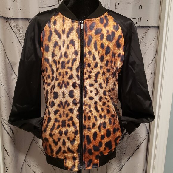 Zara Man Satin Cheetah print Bomber Jacket Size Medium - Picture 1 of 4